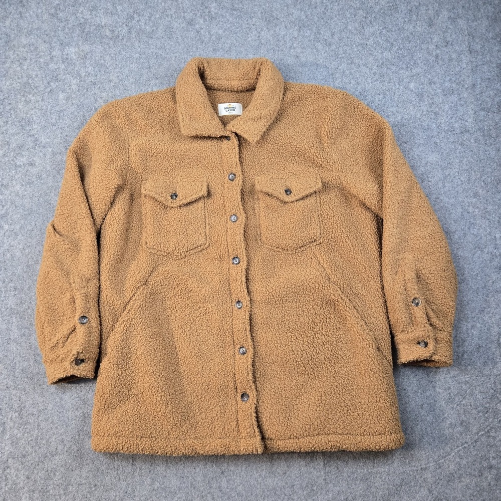 Marine Layer Jacket Womens Small Brown Eden Sherpa Teddy Coat‎ Button Up